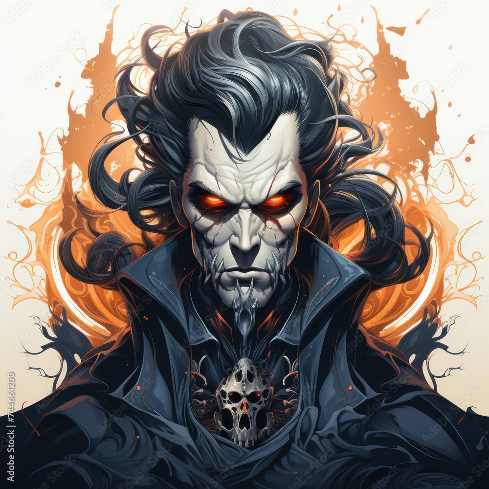 Metallic Dracula A Macabre Yokai Illustration with Decorative Relief Metallic Dracula A Macabre Yokai Illustration with Decorative Relief