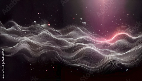 abstract background with space, Abstract 3d illustration of dark background with dynamic waves and light effects