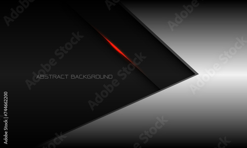 Abstract silver black metallic shadow red light arrow direction geometric luxury design modern futuristic technology background vector