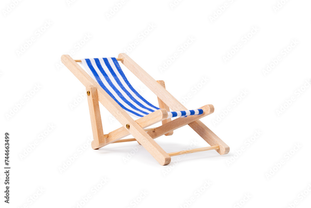 Chaise longue on a white background, beach chair, isolated lounger, sunbathing