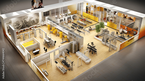 A gym layout for a corporate wellness center, promoting employee health and fitness.