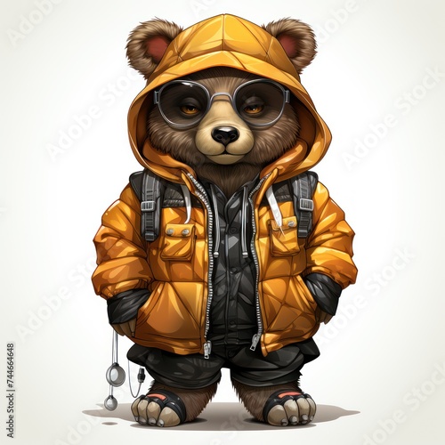 Hip Hop Bear Cartoon Vector Illustration Clipart