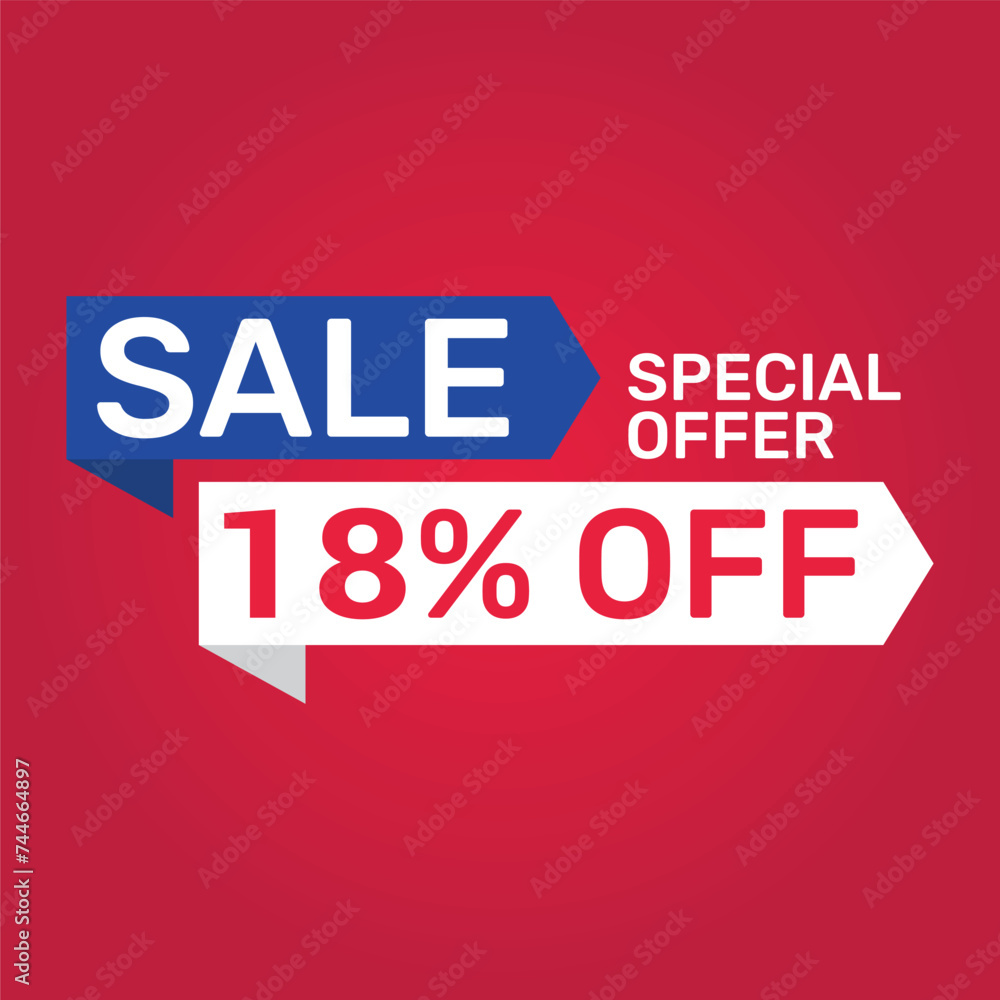 Special offer 18 Percent sale. Banner template design Vector illustration.