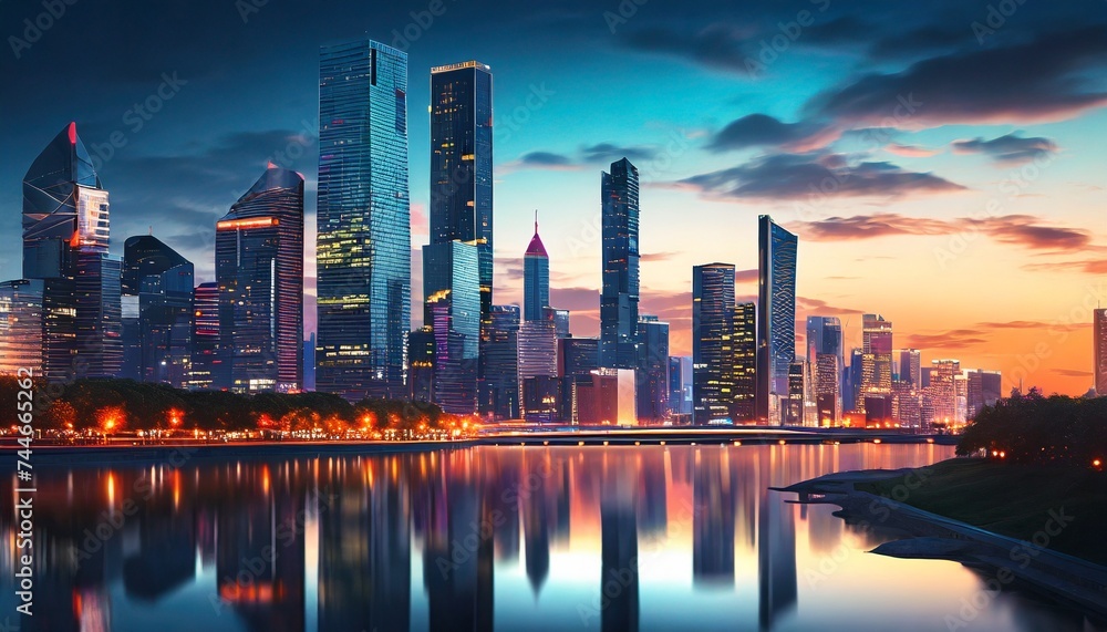 Fototapeta premium sunset in the city