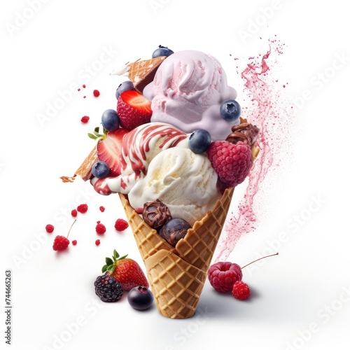 Delicious Fruit Topped Ice Cream A Cinematic Treat photo