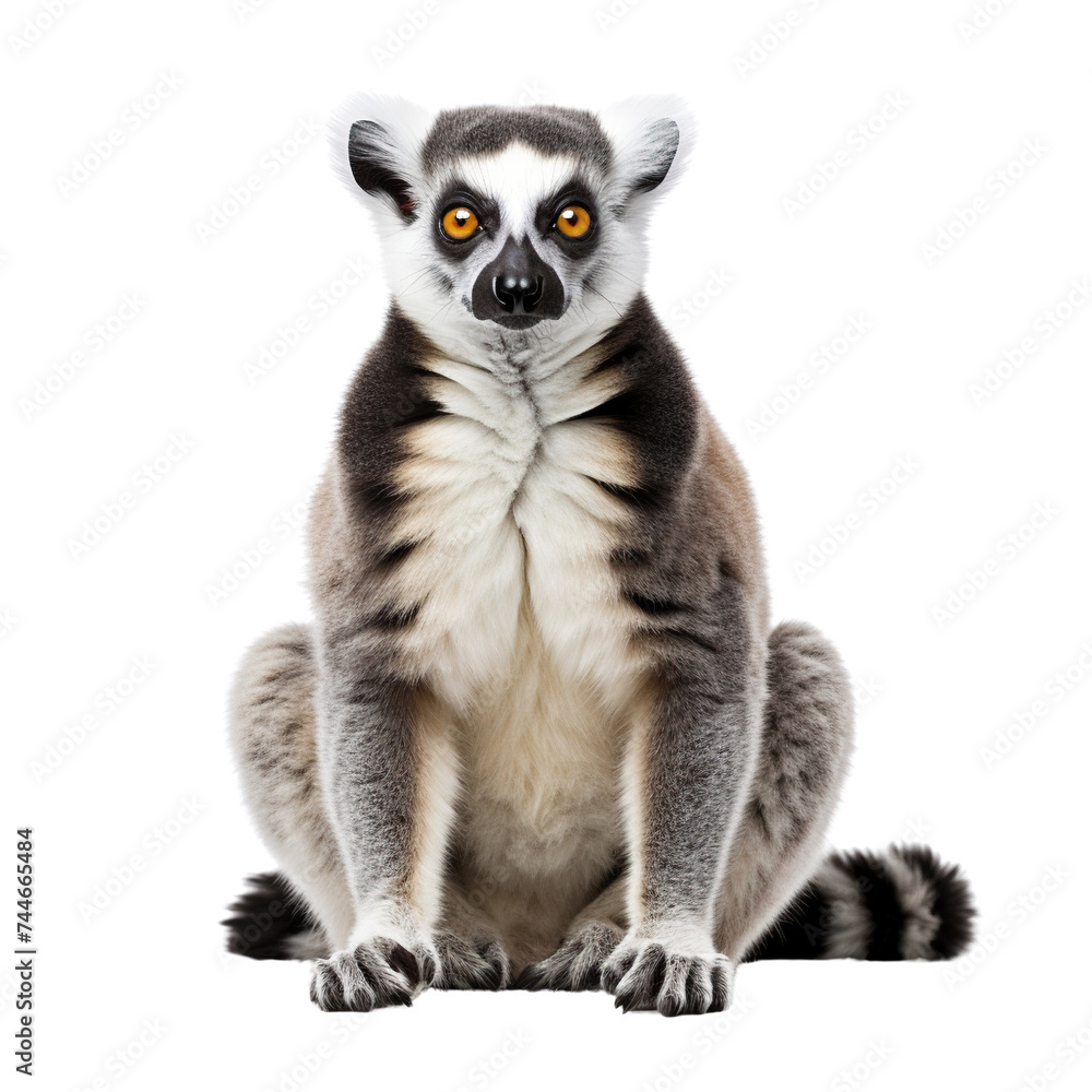 Beautiful Lemur isolated on white background