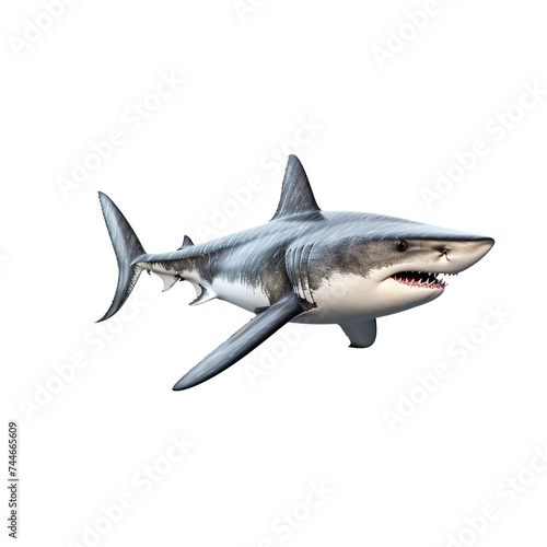 Shark in motion isolated on transparent or white background