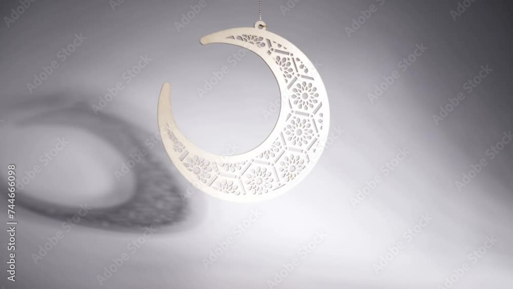 Ramadan Kareem moon swinging on white background, Islamic culture,Eid celebration