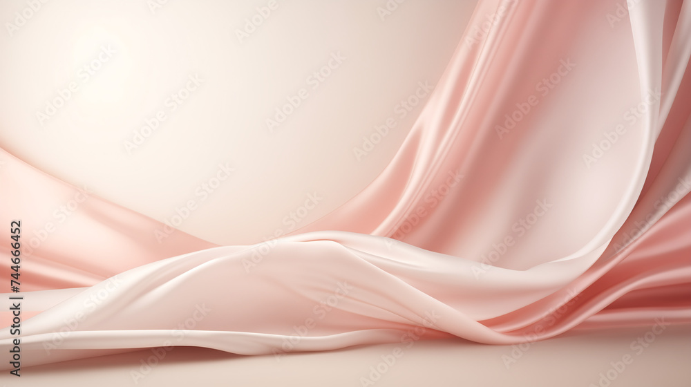 Light pink studio room. Plain background, template for beauty, cosmetic product presentation. Copy space, Elegant silk cloth. Minimalism, Backdrop with empty space. Fabric Textile Drape Light pink studio room. Plain background, template for beauty, cosmetic product presentation. Copy space, Elegant silk cloth. Minimalism, Backdrop with empty space. Fabric Textile Drape