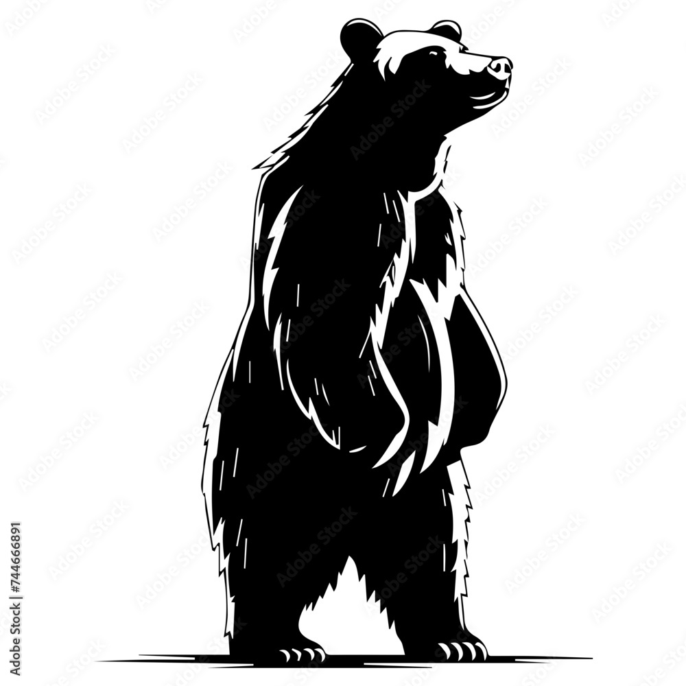 custom made wallpaper toronto digitalgrizzly bear standing black silhouette logo svg vector, bear standing icon illustration.