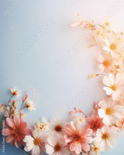 Blank with space for your own content decorated with yellow and pink flowers.