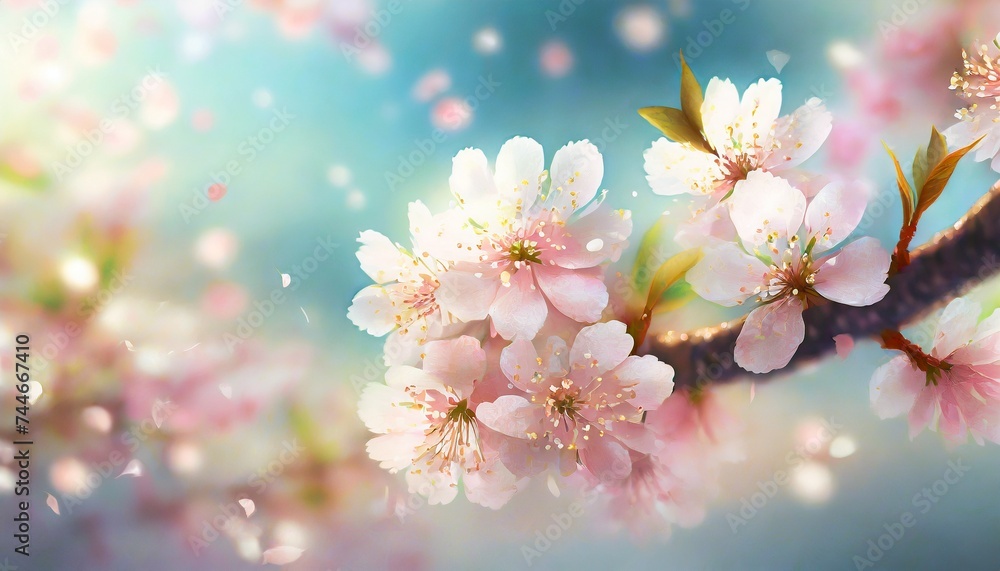 Obraz premium 満開の桜 華麗に舞い散る桜の花びら