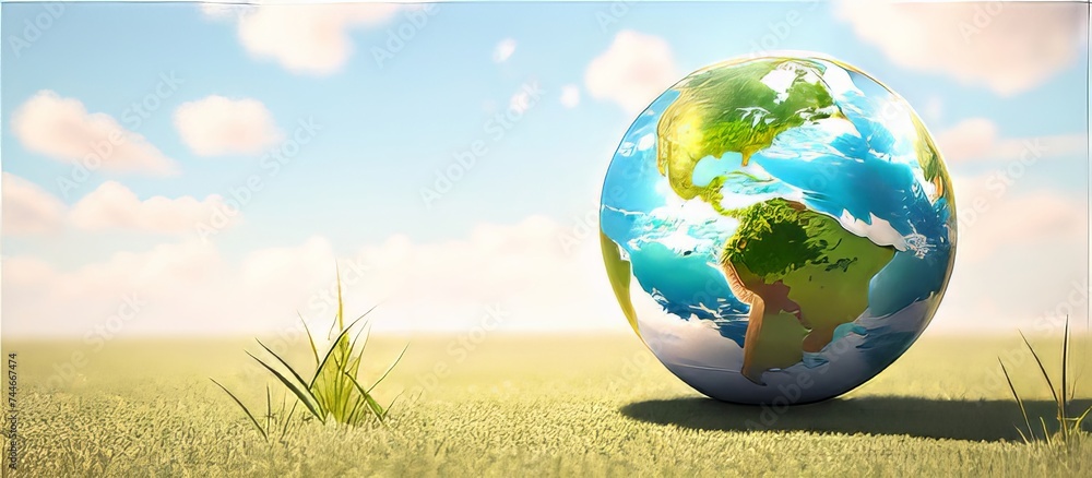 Earth day concept on white background, World environment day,green small planet Earth day concept on white background, World environment day,green small planet
