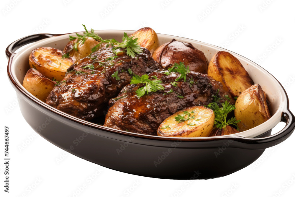 German Pot Roast Delight Isolated on Transparent Background, PNG format