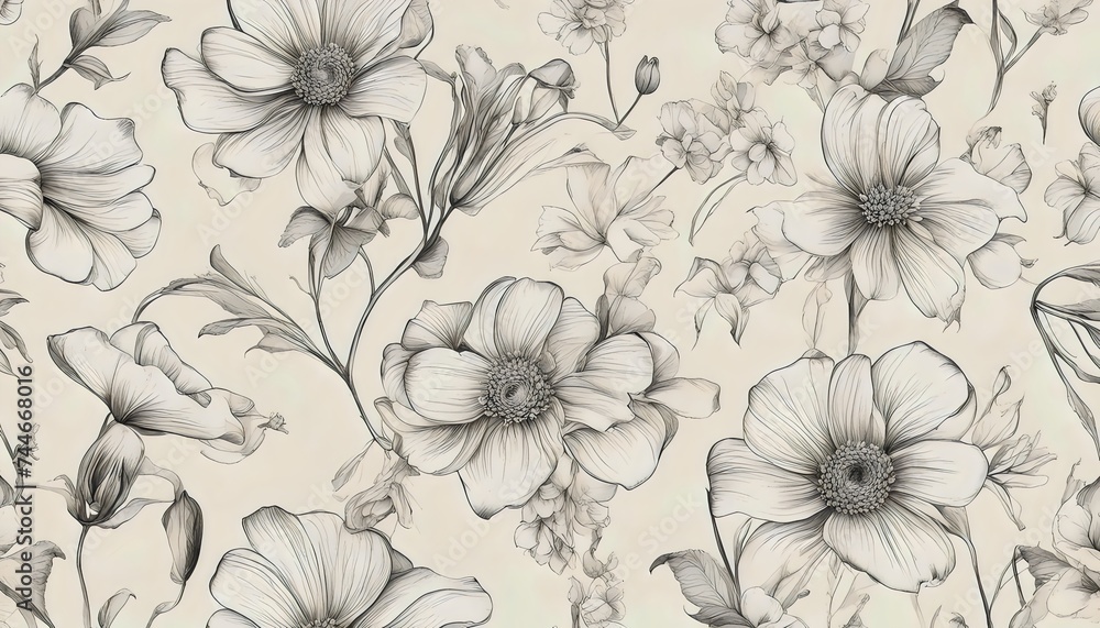 Obraz premium Monochrome Floral Pattern Design