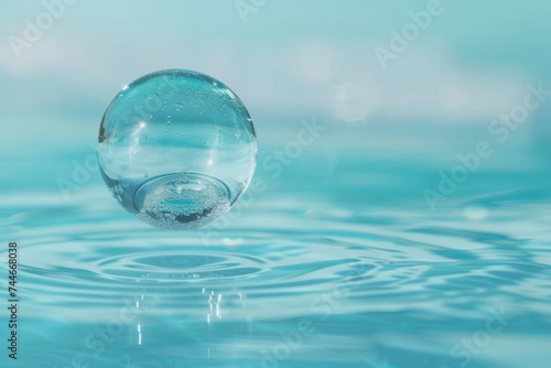 Crystal Clear Water Bubble on Tranquil Surface  Purity Concept