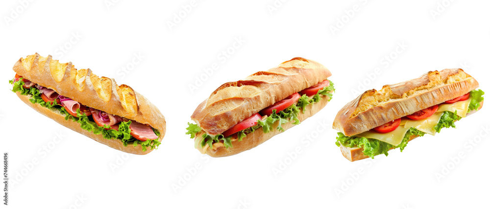 Ciabatta sandwich isolated on transparent background Ciabatta sandwich isolated on transparent background