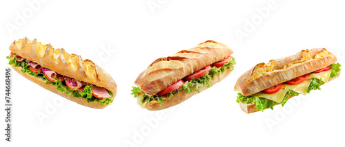 Ciabatta sandwich isolated on transparent background