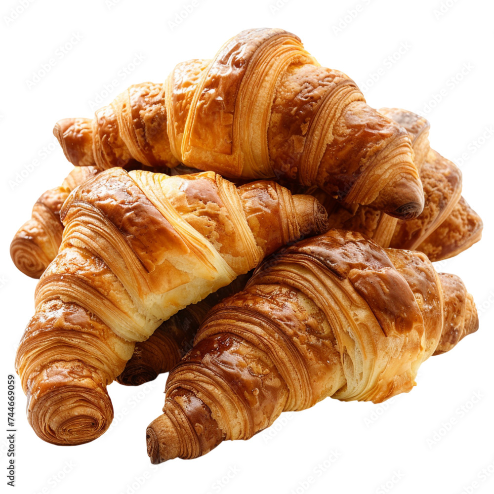 a bunch of freshly baked croissants isolated on a white background a bunch of freshly baked croissants isolated on a white background