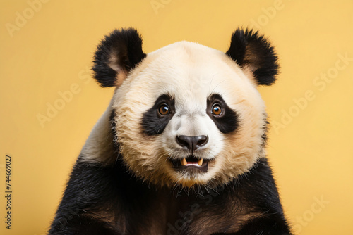 cute panda yellow background