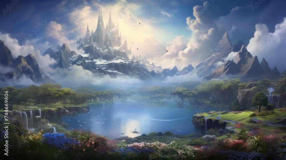 Fantasy Landscape A World of Mythical Creatures and Floating Islands