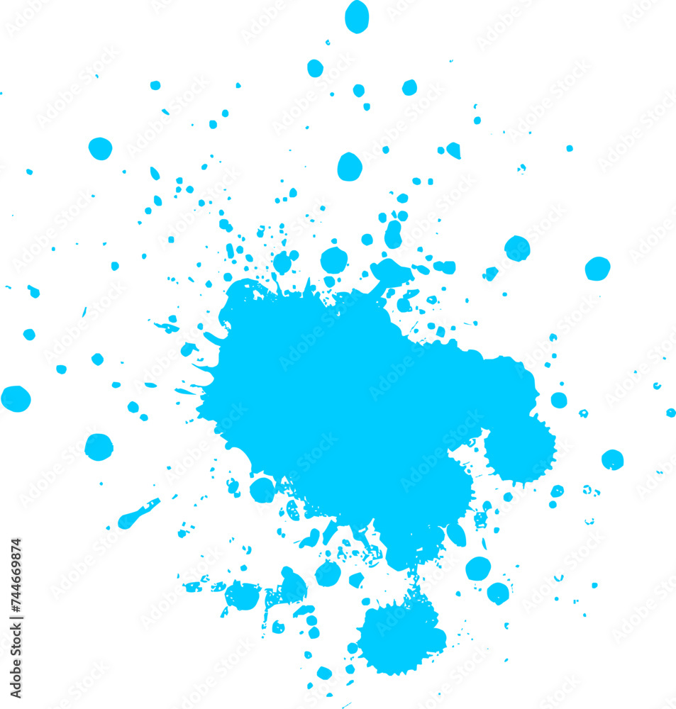 blue watercolor splash splatter on white background