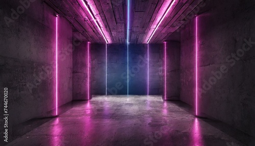 Neon Noir: Futuristic Sci-Fi Club Concept in a Grunge Concrete Setting"