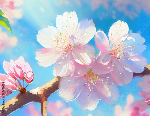 満開の桜  華麗に舞い散る桜の花びら