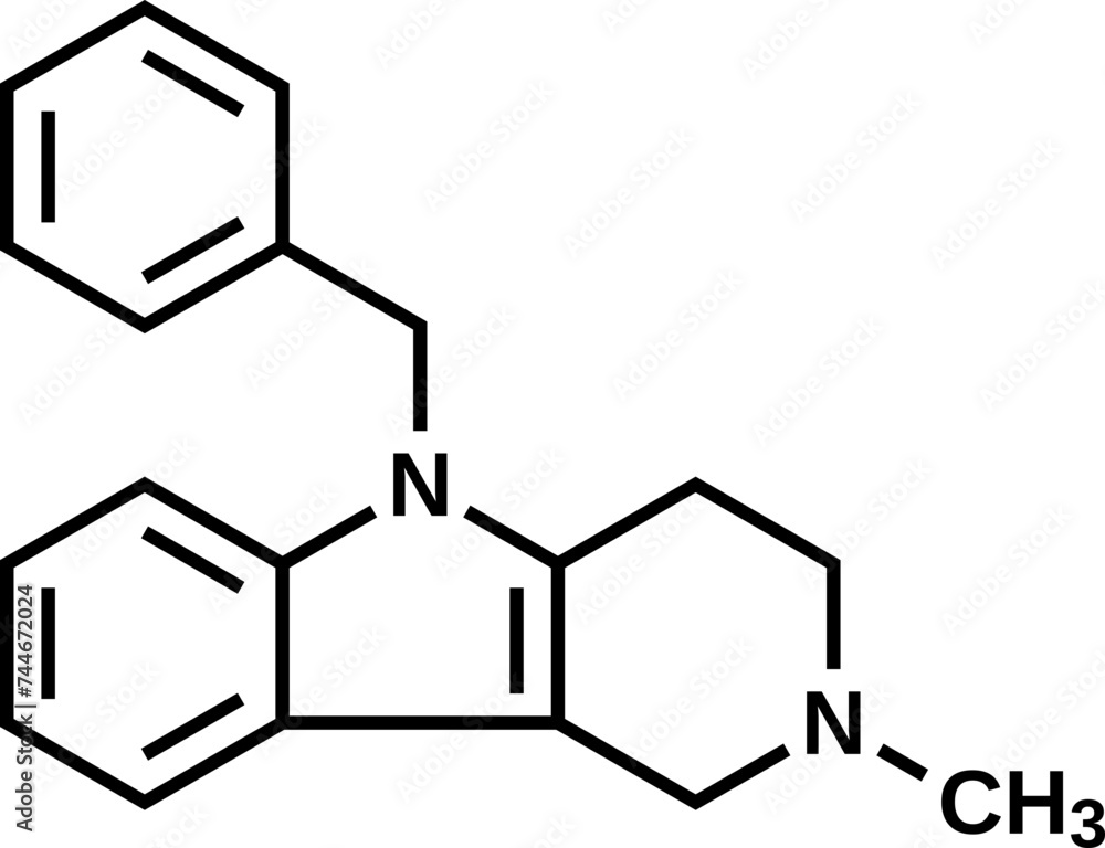 Mebhydroline structural formula, vector illustration Mebhydroline structural formula, vector illustration