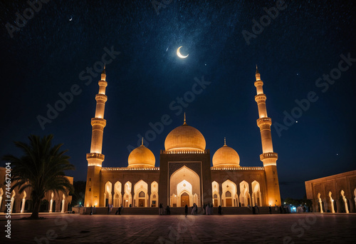 dazzling mosque at night