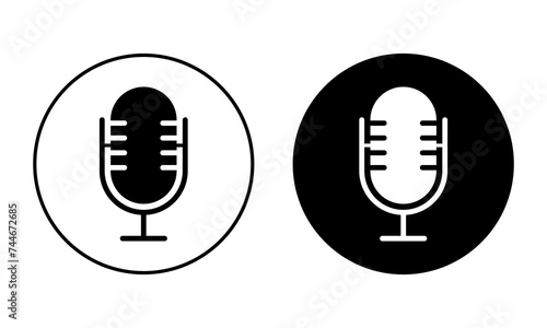 Podcast microphone icon vector in trendy style. Classic mic sign symbol