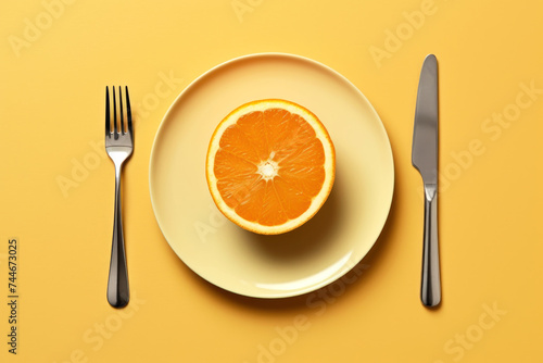 Simplicity served! A fresh orange slice presented on a classic plate