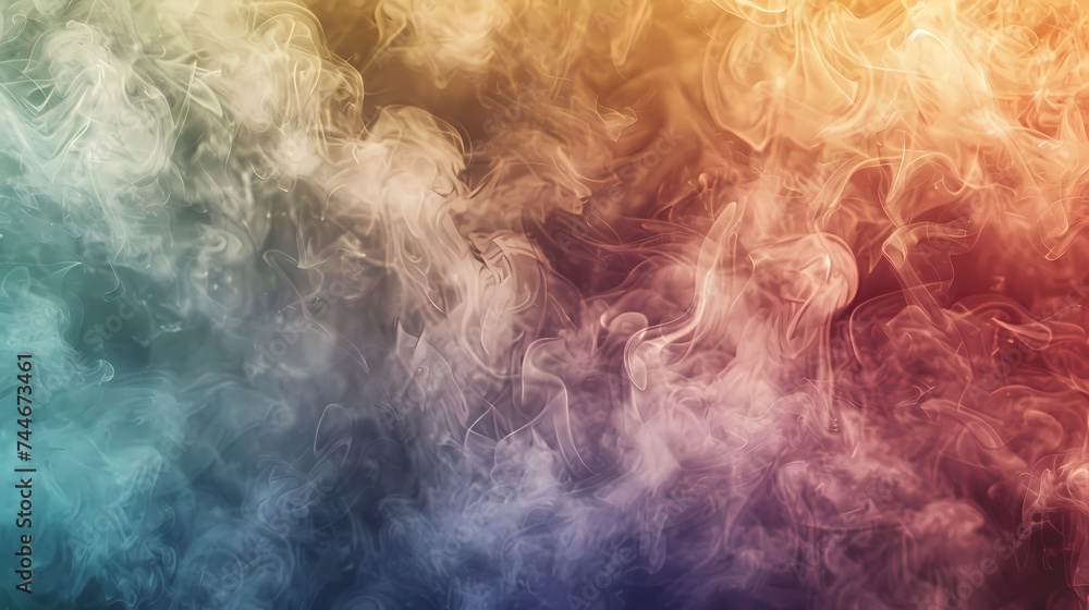 Vibrant Multicolored Smoke Billowing in Sky Background