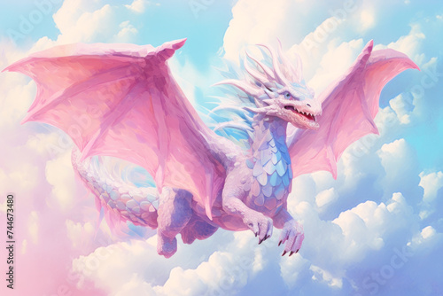 Soar high with this majestic, iridescent dragon photo