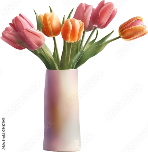 A vase of Tulip flowers, a watercolor painting of a vase of Tulip flowers.