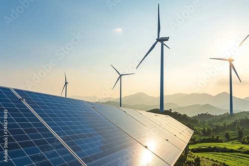 Eco-Friendly Energy Solutions: Solar Panels and Wind Turbines,Green Power Generation: Solar Cells and Wind Farm