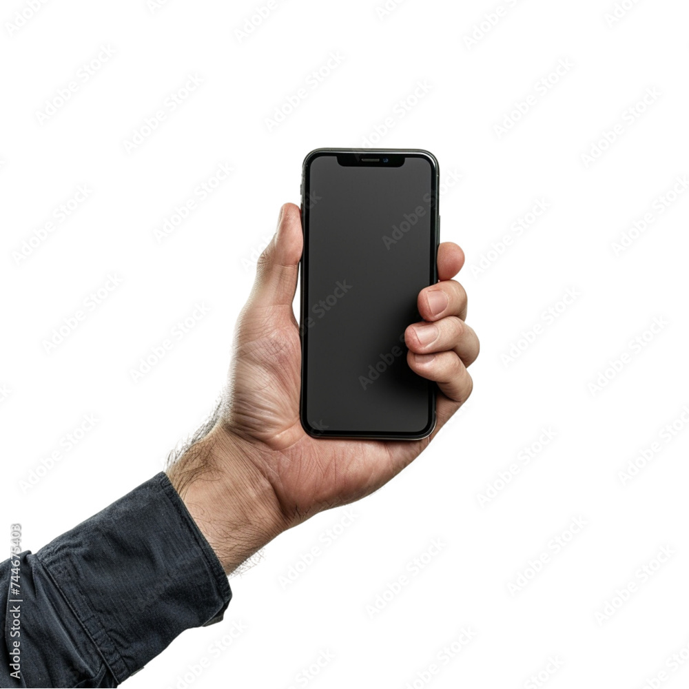 the hand of a man with a smartphone isolated on a white background. With clipping path. the hand of a man with a smartphone isolated on a white background. With clipping path.