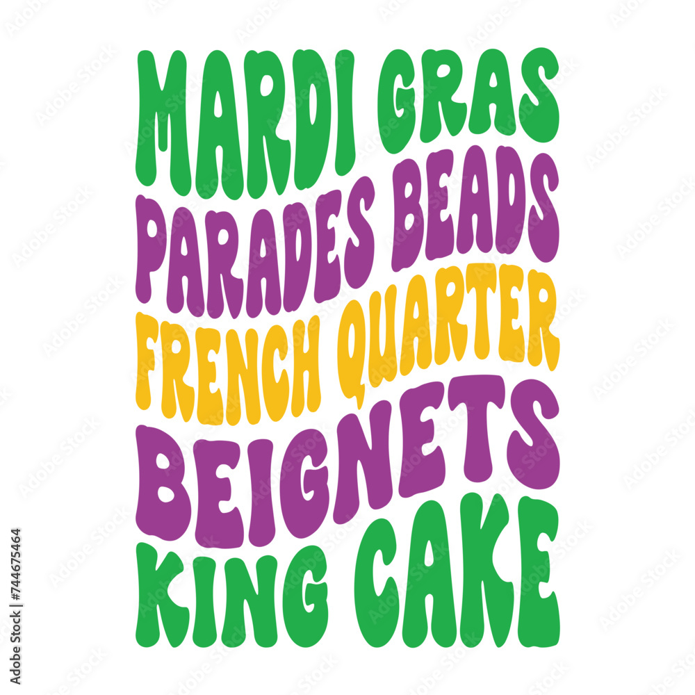 Fototapeta premium Mardi Gras Parades Beads French Quarter Beignets King Cake