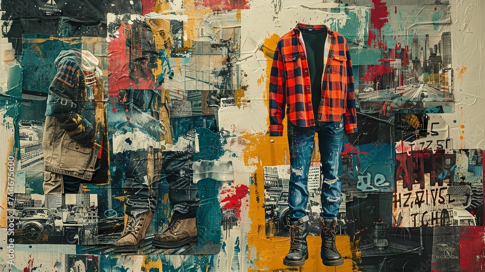 Fototapeta premium '90s Grunge Fashion Revolution Collage
