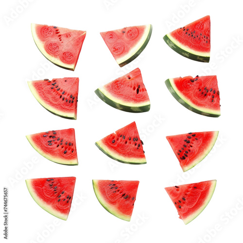 watermelon slices isolated on a white background, top view. With clipping path.