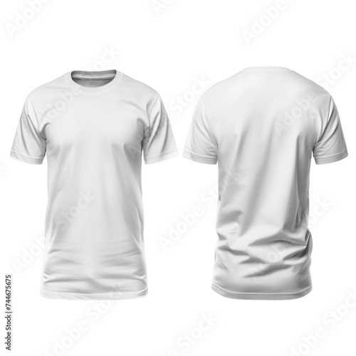 White T-shirts on the front and back are used as a design template. isolated on a white background