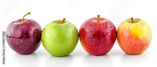 Various apple varieties isolated on a white background