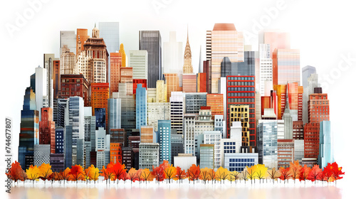 Ilustracja abstrakcyjnego miasta z wieżowcami