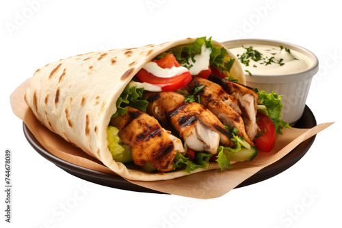Grilled Chicken Wrap Delight Isolated on Transparent Background, PNG format