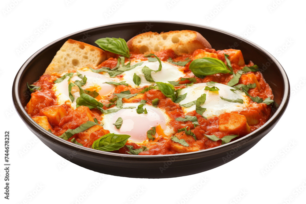 North African Poached Eggs Joy Isolated on Transparent Background, PNG format