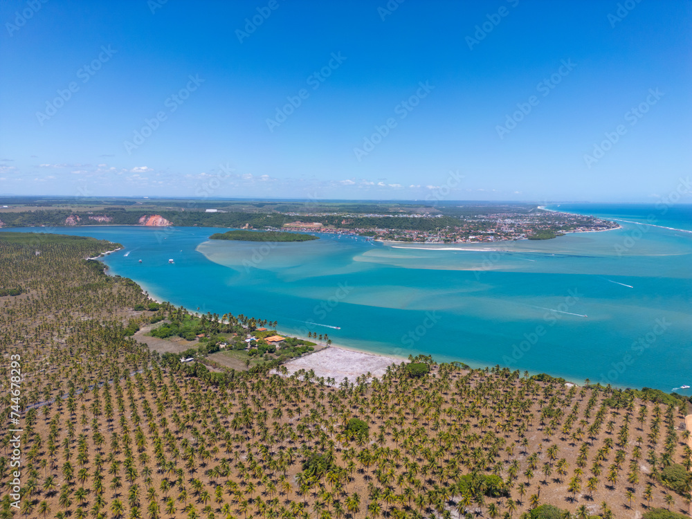 Aerial photo of Praia Do Gunga in Alagoas Northeast of Brazil