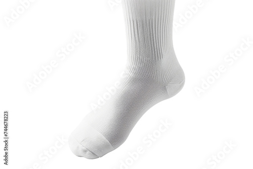 A Pair of White Socks. This photo showcases a pair of white socks placed on a plain Transparent background.