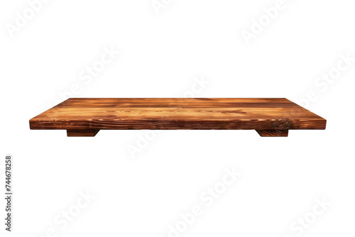 Wooden Shelf on White Wall. A wooden shelf neatly placed on top of a clean white wall.