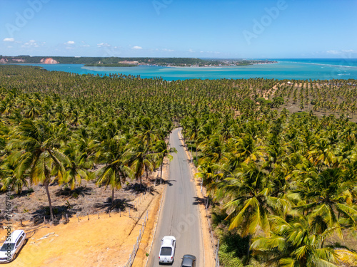 Aerial photo of Praia Do Gunga in Alagoas Northeast of Brazil