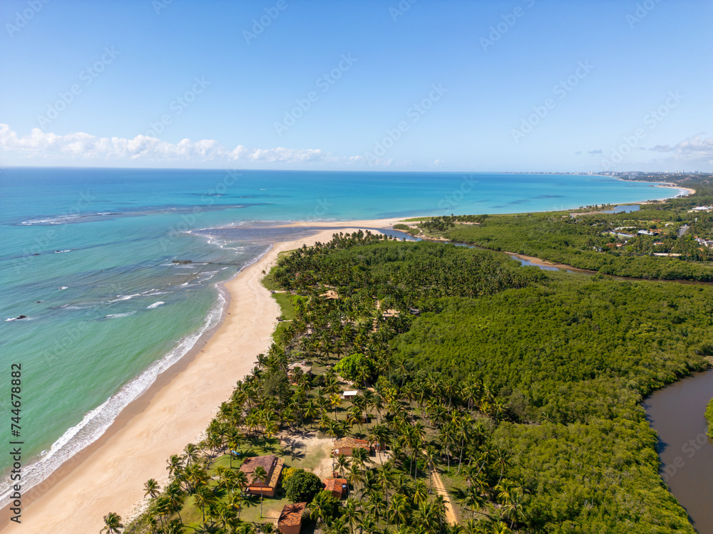 Aerial photo of Praia De Ipioca in Alagoas Northeast Brazil